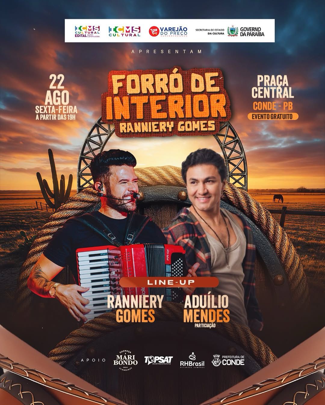 Conde recebe grande show de Ranniery Gomes com participação de Aduílio Mendes na Praça Central