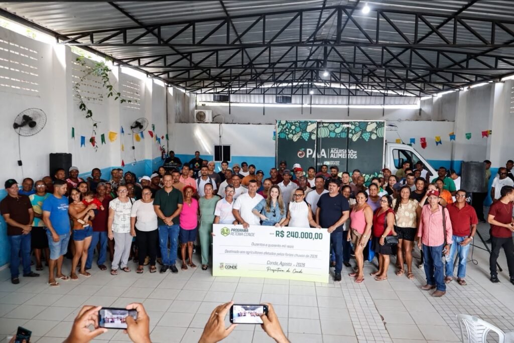 Prefeitura de Conde entrega R$ 240 mil em cheques a agricultores afetados pelas fortes chuvas de 2026